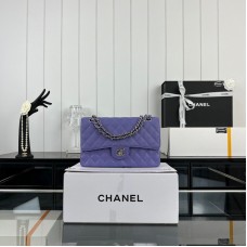 Chanel Classic Flap Medium Size 25.5cm Caviar Leather Silver Hardware Shoulder Bag A1112