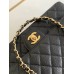 Chanel Classic Flap Medium Size 25.5cm Caviar Leather Gold Hardware Shoulder Bag A1112