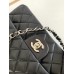 Chanel Classic Flap Medium Size 25.5cm Lambskin Silver Hardware Shoulder Bag A1112