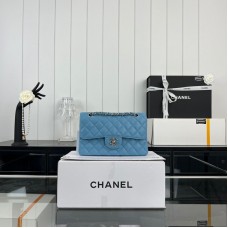 Chanel Classic Flap New Medium Size 23cm Caviar Leather Silver Hardware Shoulder Bag A1117