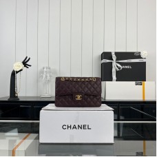 Chanel Classic Flap New Medium Size 23cm Caviar Leather Gold Hardware Shoulder Bag A1117