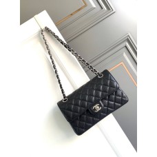 Chanel Classic Flap New Medium Size 23cm Caviar Leather Silver Hardware Shoulder Bag A1117 1118