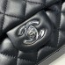 Chanel small Classic Flap with Handle Lambskin Black Silver Hardware Top Handle Shoulder Bag AS2431