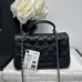 Chanel small Classic Flap with Handle Lambskin Black Silver Hardware Top Handle Shoulder Bag AS2431