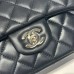 Chanel small Classic Flap with Handle Lambskin Black Gold Hardware Top Handle Shoulder Bag AS2431
