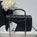 Chanel small Classic Flap with Handle Lambskin Black Gold Hardware Top Handle Shoulder Bag AS2431