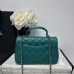 Chanel small Classic Flap with Handle Lambskin Green Gold Hardware Top Handle Shoulder Bag AS2431