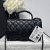 Chanel small Classic Flap with Handle Lambskin Black Black Hardware Top Handle Shoulder Bag AS2431