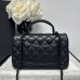 Chanel small Classic Flap with Handle Lambskin Black Black Hardware Top Handle Shoulder Bag AS2431