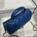 Chanel small Classic Flap with Handle Lambskin Blue Gold Hardware Top Handle Shoulder Bag AS2431