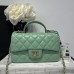 Chanel small Classic Flap with Handle Lambskin Green Gold Hardware Top Handle Shoulder Bag AS2431