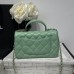 Chanel small Classic Flap with Handle Lambskin Green Gold Hardware Top Handle Shoulder Bag AS2431