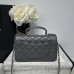 Chanel small Classic Flap with Handle Lambskin Grey Gold Hardware Top Handle Shoulder Bag AS2431