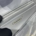 Chanel small Classic Flap with Handle Lambskin Grey Gold Hardware Top Handle Shoulder Bag AS2431