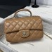 Chanel small Classic Flap with Handle Lambskin Camel Gold Hardware Top Handle Shoulder Bag AS2431