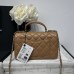 Chanel small Classic Flap with Handle Lambskin Camel Gold Hardware Top Handle Shoulder Bag AS2431