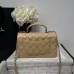 Chanel small Classic Flap with Handle Lambskin Beige Gold Hardware Top Handle Shoulder Bag AS2431