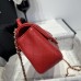 Chanel small Classic Flap with Handle Lambskin Red Gold Hardware Top Handle Shoulder Bag AS2431