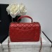 Chanel small Classic Flap with Handle Lambskin Red Gold Hardware Top Handle Shoulder Bag AS2431