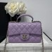 Chanel small Classic Flap with Handle Lambskin Purple Gold Hardware Top Handle Shoulder Bag AS2431