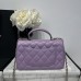 Chanel small Classic Flap with Handle Lambskin Purple Gold Hardware Top Handle Shoulder Bag AS2431