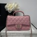 Chanel small Classic Flap with Handle Lambskin Pink Gold Hardware Top Handle Shoulder Bag AS2431