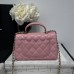 Chanel small Classic Flap with Handle Lambskin Pink Gold Hardware Top Handle Shoulder Bag AS2431