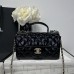 Chanel small Classic Flap with Handle Patent Leather Black Gold Hardware Top Handle Shoulder Bag AS2431