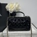 Chanel small Classic Flap with Handle Patent Leather Black Gold Hardware Top Handle Shoulder Bag AS2431