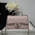 Chanel small Classic Flap with Handle Lambskin Pink Gold Hardware Top Handle Shoulder Bag AS2431