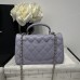 Chanel small Classic Flap with Handle Lambskin Purple Gold Hardware Top Handle Shoulder Bag AS2431