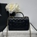 Chanel small Classic Flap with Handle Lambskin Black Gold Hardware Top Handle Shoulder Bag AS2431