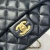 Chanel small Classic Flap with Handle Lambskin Black Gold Hardware Top Handle Shoulder Bag AS2431