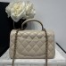 Chanel small Classic Flap with Handle Lambskin Gold Hardware Top Handle Shoulder Bag AS2431