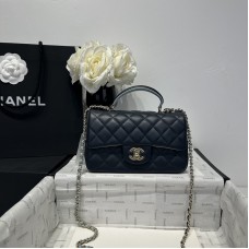 Chanel small Classic Flap with Handle Lambskin Gold Hardware Top Handle Shoulder Bag AS2431