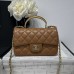 Chanel small Classic Flap with Handle Lambskin Gold Hardware Top Handle Shoulder Bag AS2431