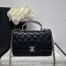 Chanel small Classic Flap with Handle Lambskin Gold Hardware Top Handle Shoulder Bag AS2431