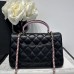 Chanel small Classic Flap with Handle Lambskin Gold Hardware Top Handle Shoulder Bag AS2431