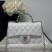 Chanel small Classic Flap with Handle Lambskin White Gold Hardware Top Handle Shoulder Bag AS2431