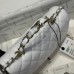 Chanel small Classic Flap with Handle Lambskin White Gold Hardware Top Handle Shoulder Bag AS2431
