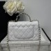 Chanel small Classic Flap with Handle Lambskin White Gold Hardware Top Handle Shoulder Bag AS2431