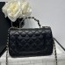 Chanel small Classic Flap with Handle Lambskin Black Gold Hardware Top Handle Shoulder Bag AS2431