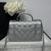 Chanel small Classic Flap with Handle Caviar Leather Silver Silver Hardware Top Handle Shoulder Bag AS2431