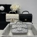 Chanel small Classic Flap with Handle Caviar Leather Black Gold Hardware Top Handle Shoulder Bag AS2431