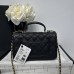 Chanel small Classic Flap with Handle Caviar Leather Black Gold Hardware Top Handle Shoulder Bag AS2431