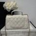 Chanel small Classic Flap with Handle Caviar Leather White Cream Gold Hardware Top Handle Shoulder Bag AS2431