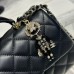 Chanel small Classic Flap with Handle Lambskin Black Gold Hardware Top Handle Shoulder Bag AS2431