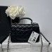 Chanel small Classic Flap with Handle Lambskin Black Gold Hardware Top Handle Shoulder Bag AS2431
