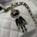 Chanel small Classic Flap with Handle Lambskin White Gold Hardware Top Handle Shoulder Bag AS2431