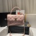 Chanel Trendy Flap Top Handle Bag 25cm Lambskin Light Pink light Gold Hardware Shoulder Bag A92236